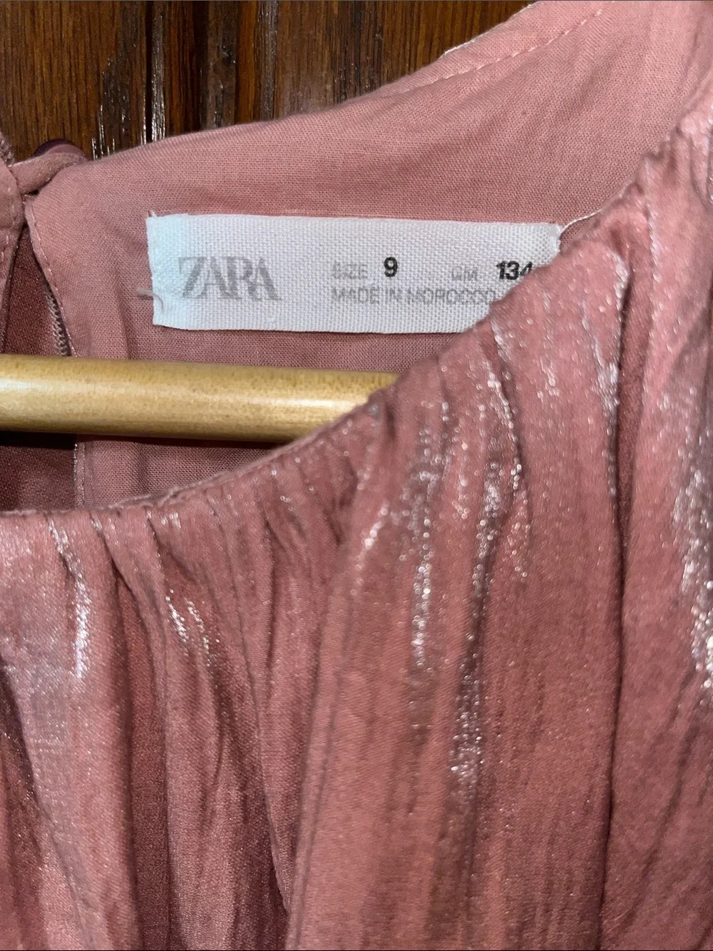 Zara Dusty Pink Shimmering Ruffle-Trim Dress Size 9